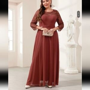 NWOT SHEIN ELEGANT LACE BELTED FLOWY DRESS SIZE 6